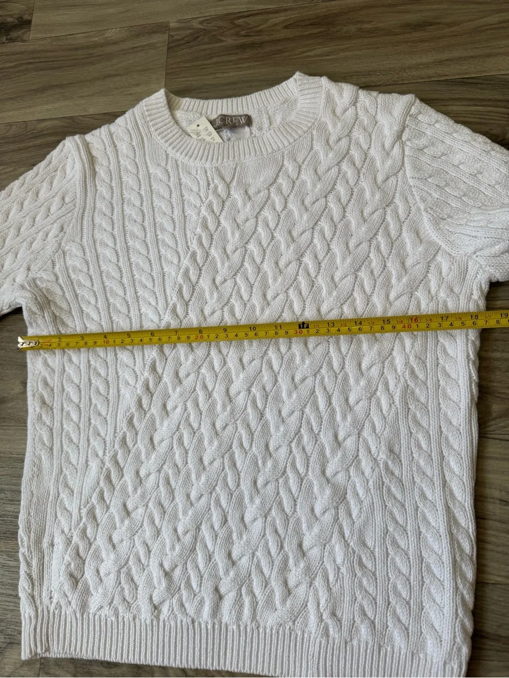 NWT J. Crew Diagonal Cable Knit Sweater in Salt Spray White Cotton Size Medium